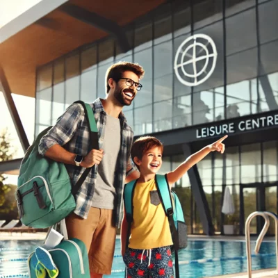 child and parent at the leisure centre